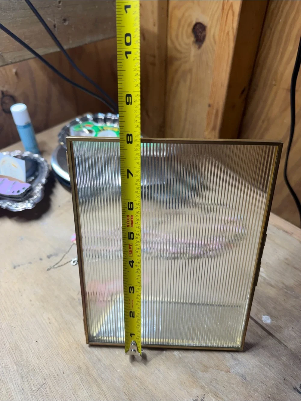 Vintage Brass Fluted Glass Hinged Standing Photo Frame 8x6